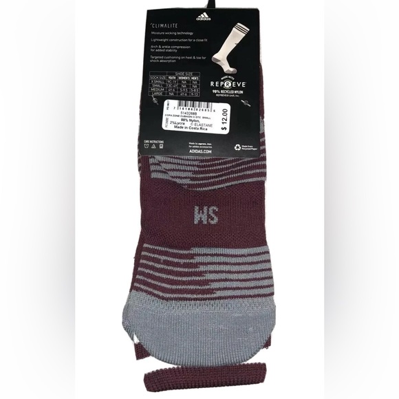 Adidas Soccer CopaZone  OTC Socks 1 Pair Youth 13C-4Y Maroon White Logo Climalit - Picture 4 of 8